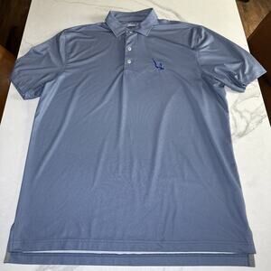 Johnnie O Performance Polo Blue Micro Print Short Sleeve Shirt Golf Mens L EUC